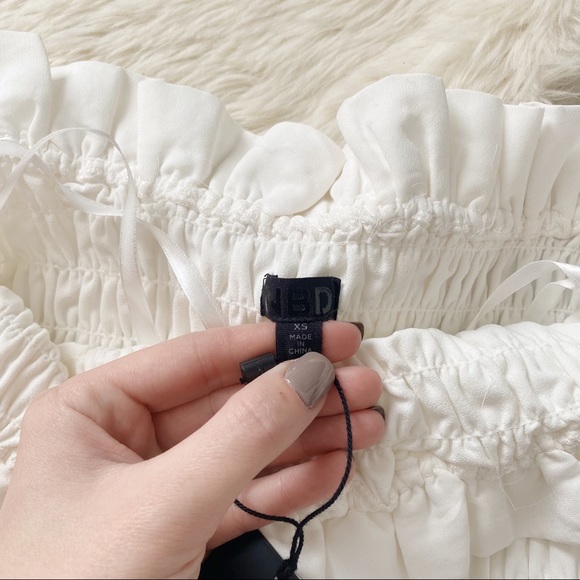 NBD Smocked Baby Doll Mini Dress in Ivory - Picture 4 of 6